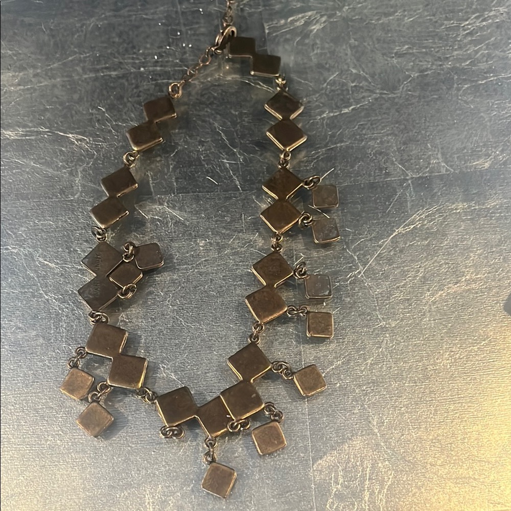 Quality Brass Geometric Cube Necklace